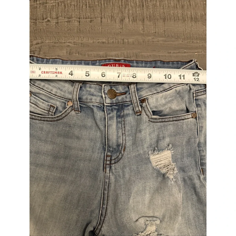 Guess Shorts Womens 25 Blue Jean Denim Distressed Long Length Cutoffs Y2K‎ 90s